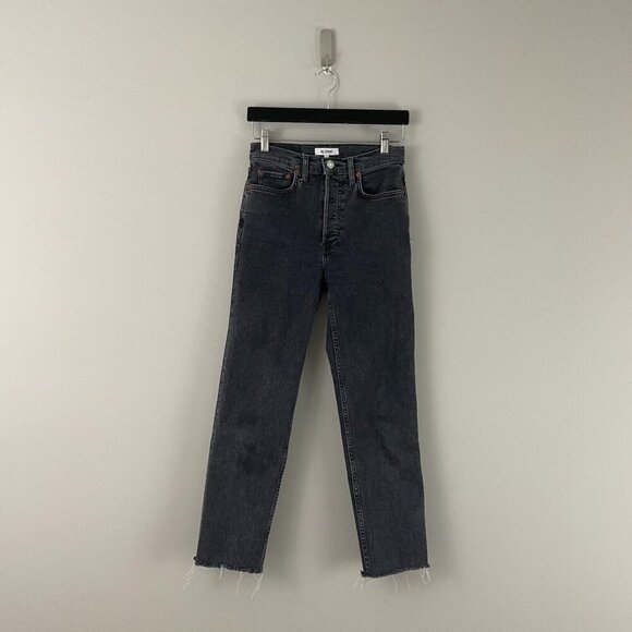 RE/DONE Originals 70's Stove Pipe Jeans in Stoned Noir Black Size 27 - Picture 1 of 7